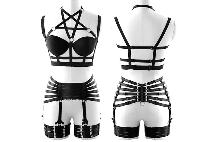 gothic harness garter belt