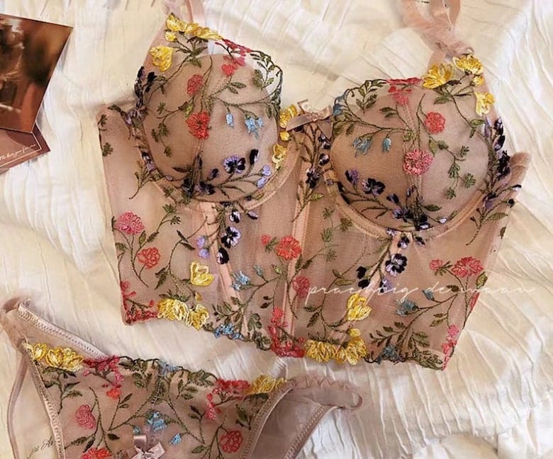 flower bra and panties